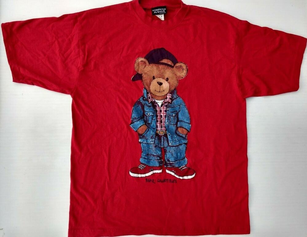 Tompkins Ave Collectible Bear Print Red T Shirt Womens Plus Size 18W/20W